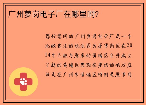 广州萝岗电子厂在哪里啊？